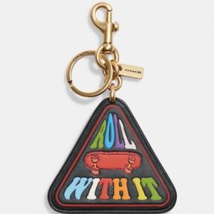 NEW Large Coach Signature Rainbow Roll With It Keyring Purse Fob Bag Cha…